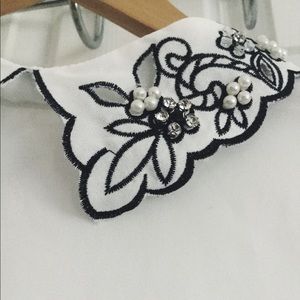 Embroidered and embellished white collared shirt